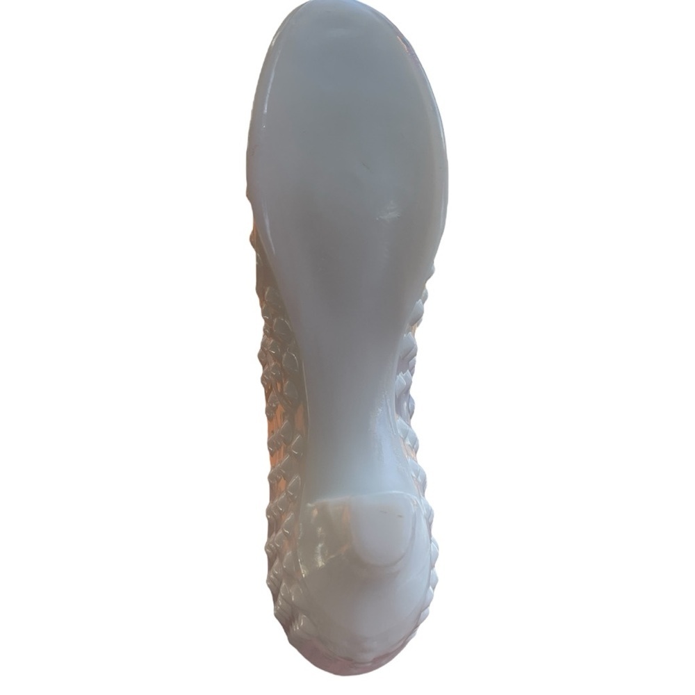 Vtg Fenton Milk Glass Cat Head Shoe Hobnail Victorian Slipper Shabby Chic Decor - Picture 5 of 7